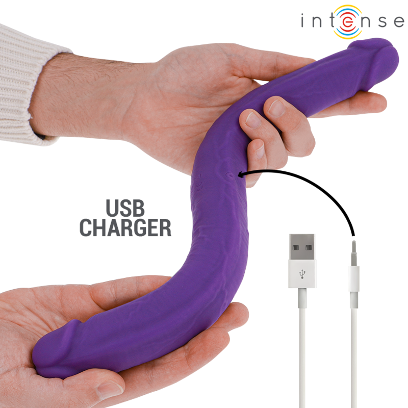 INTENSE - GUNTER DILDO DOUBLE VIBRATOR 40 CM PURPLE REMOTE CONTROL - NOCTURNA DESIRES