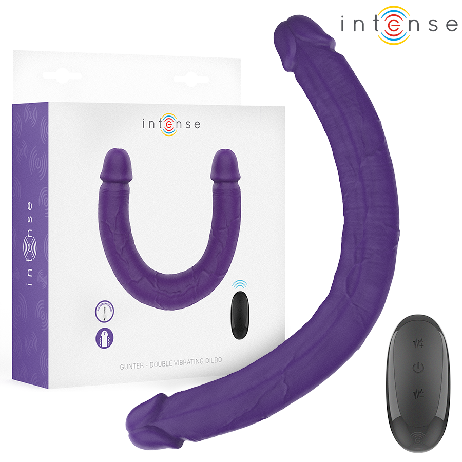 INTENSE - GUNTER DILDO DOUBLE VIBRATOR 40 CM PURPLE REMOTE CONTROL - NOCTURNA DESIRES
