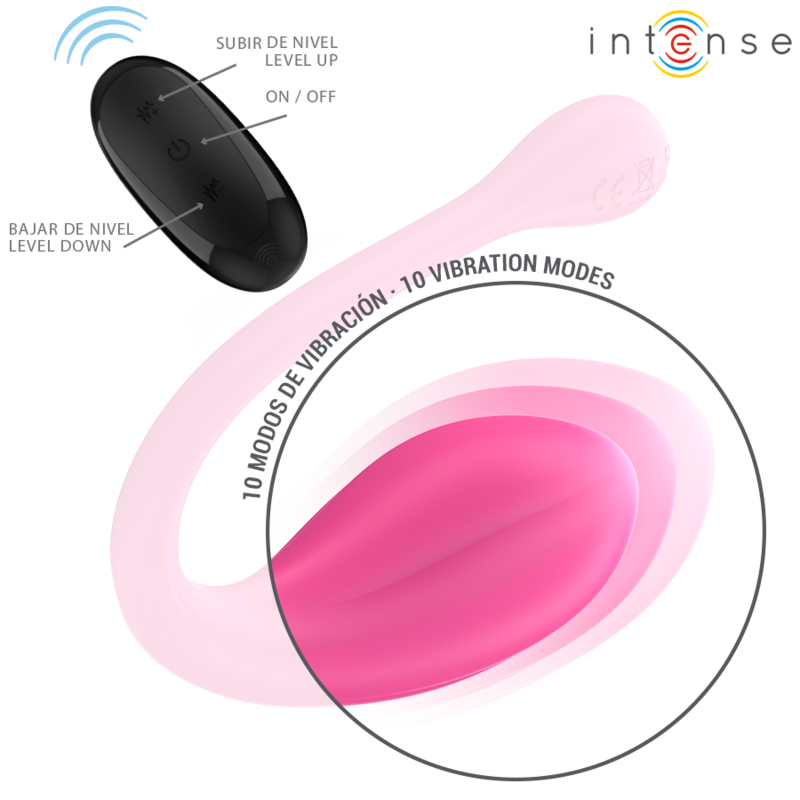 INTENSE - JANICE U VIBRATOR DOUBLE STIMULATION 10 VIBRATIONS PINK REMOTE CONTROL - NOCTURNA DESIRES