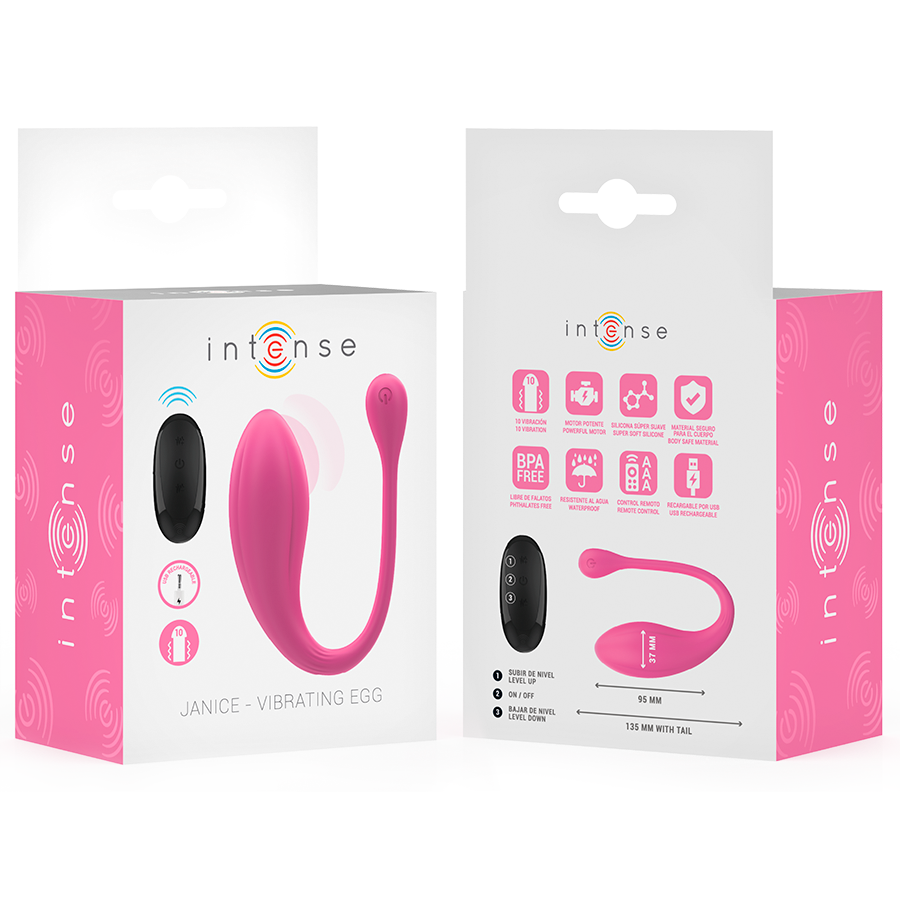 INTENSE - JANICE U VIBRATOR DOUBLE STIMULATION 10 VIBRATIONS PINK REMOTE CONTROL - NOCTURNA DESIRES