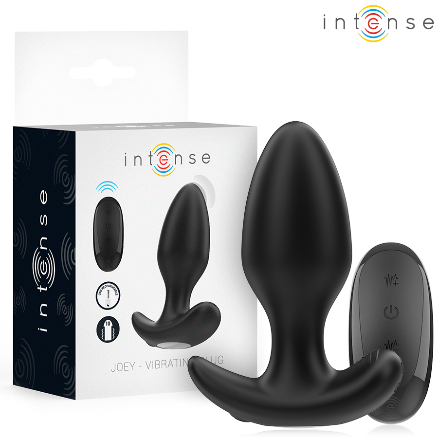 INTENSE - JOEY ANAL PLUG 10 VIBRATIONS BLACK REMOTE CONTROL - NOCTURNA DESIRES