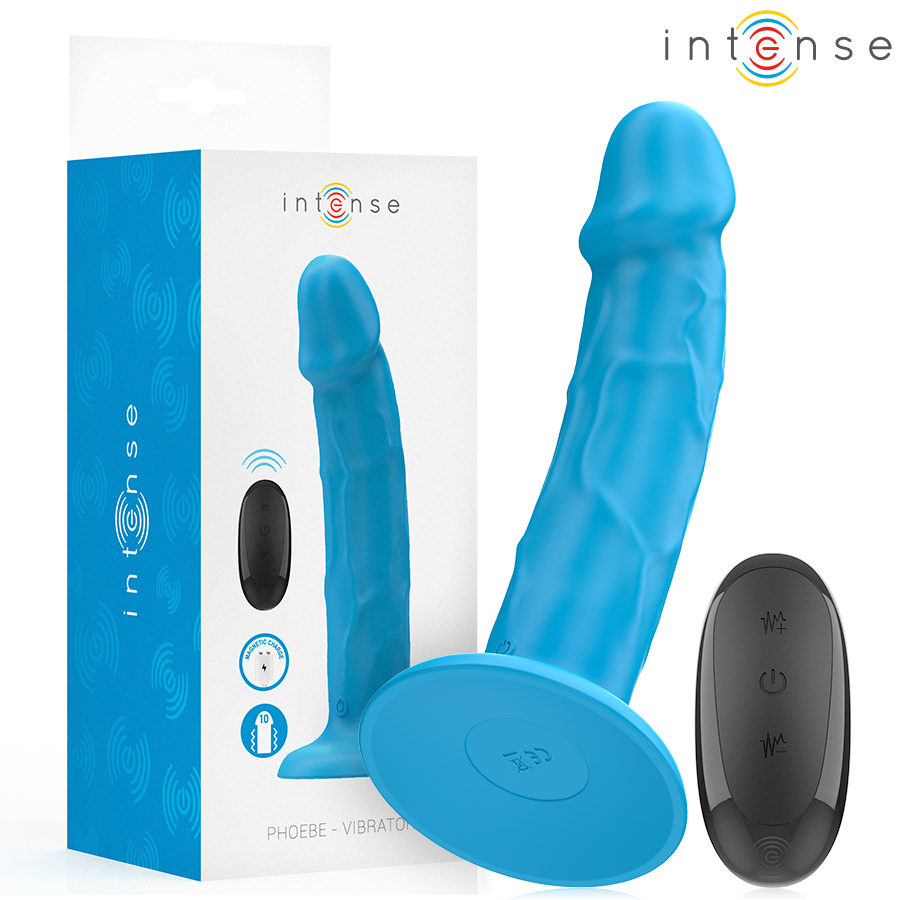 INTENSE - PHOEBE REALISTIC VIBRATOR 10 VIBRATIONS BLUE REMOTE CONTROL - NOCTURNA DESIRES