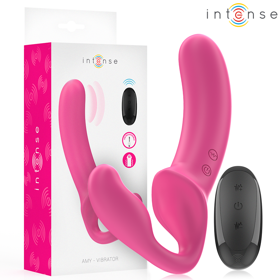 INTENSE - AMY DOUBLE VIBRATOR 20 CM PINK REMOTE CONTROL - NOCTURNA DESIRES