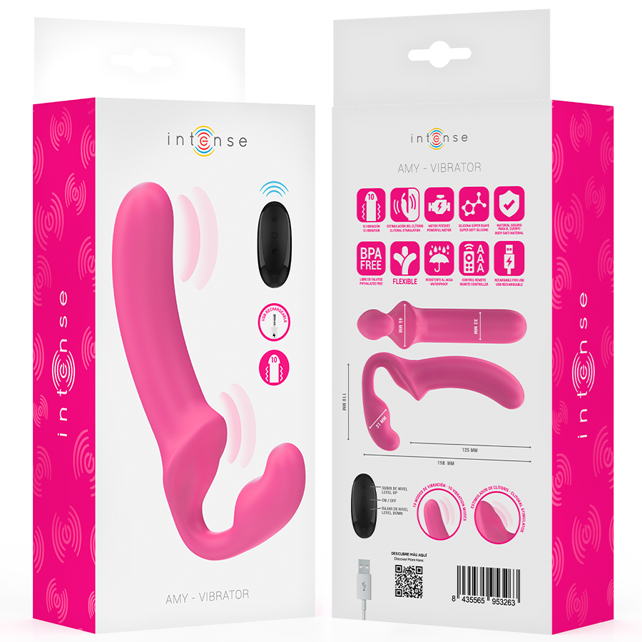 INTENSE - AMY DOUBLE VIBRATOR 20 CM PINK REMOTE CONTROL - NOCTURNA DESIRES