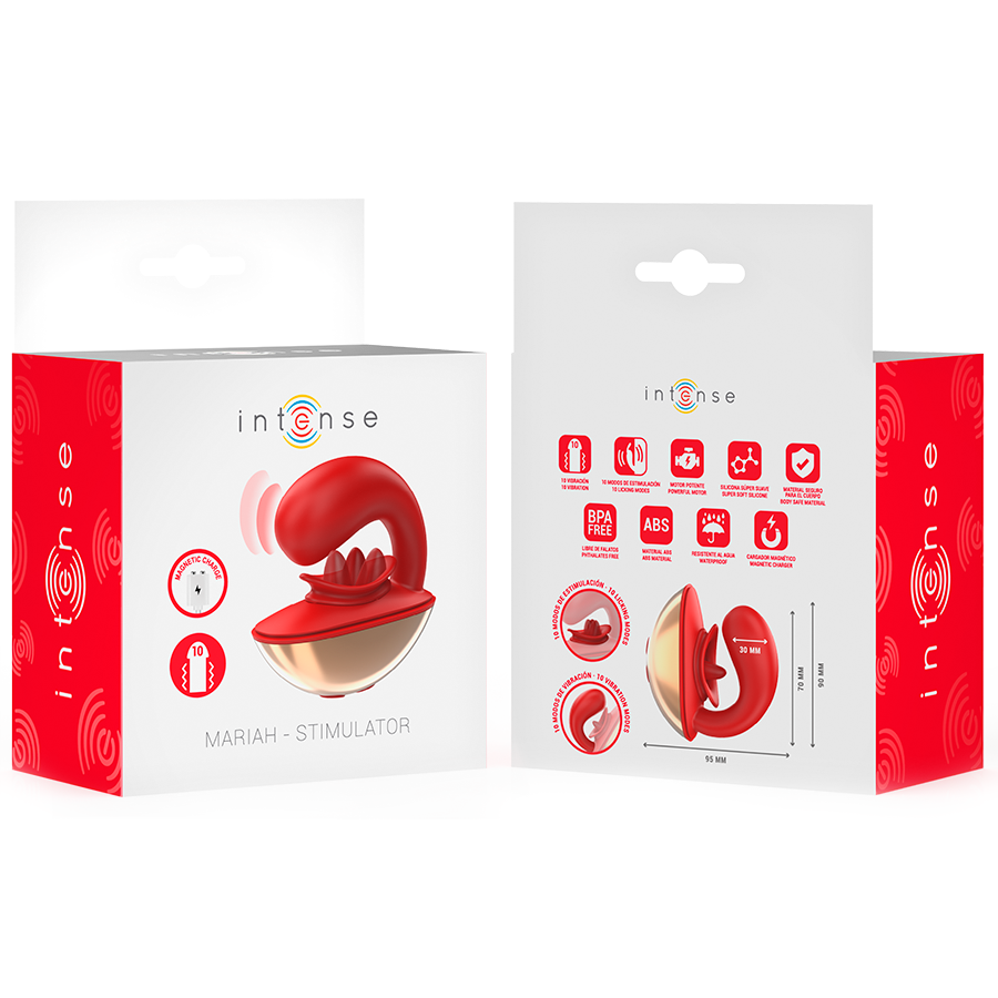 INTENSE - MARIAH VIBRATOR & STIMULATOR IN U SHAPE 10 VIBRATIONS RED - NOCTURNA DESIRES