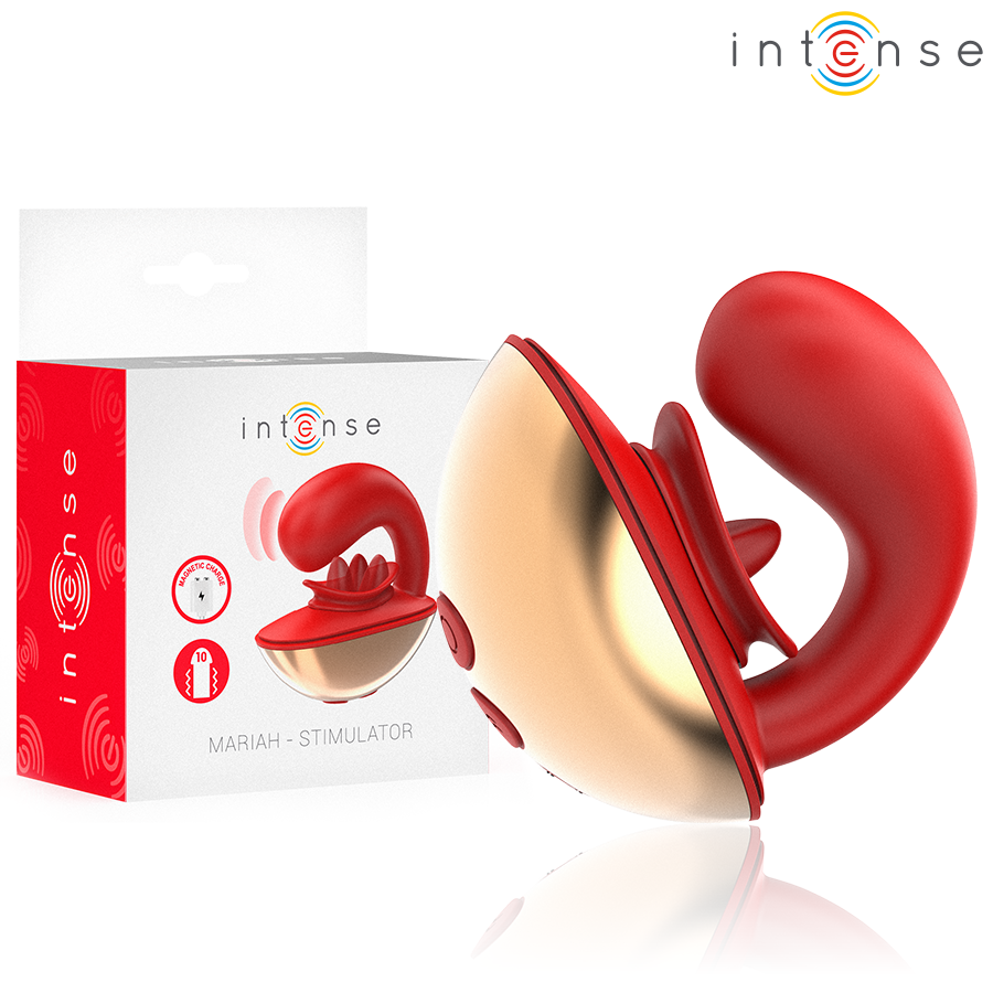 INTENSE - MARIAH VIBRATOR & STIMULATOR IN U SHAPE 10 VIBRATIONS RED - NOCTURNA DESIRES