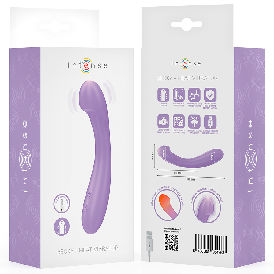 INTENSE - BECKY VIBRATOR 19 CM HEATABLE 7 VIBRATIONS PURPLE - NOCTURNA DESIRES