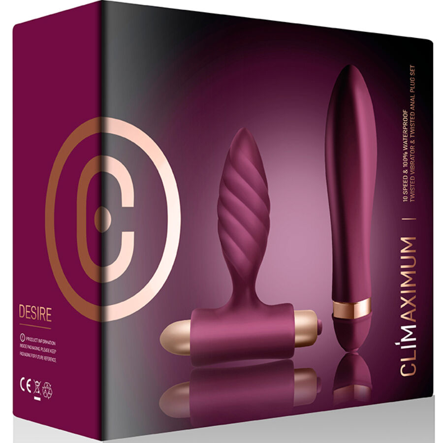 CLIMAXIMUM - DESIRE KIT TWISTED VIBRATOR + ANAL PLUG - NOCTURNA DESIRES