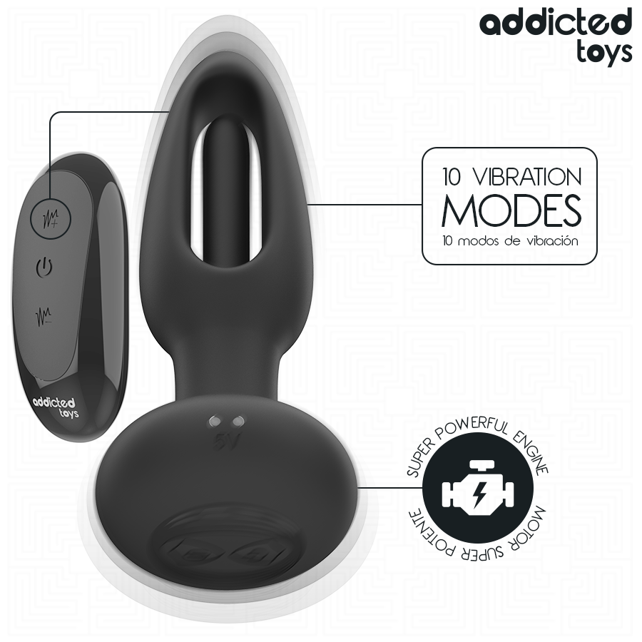 ADDICTED TOYS - ANAL PLUG WITH VIBRATING TONGUE AND REMOTE CONTROL - NOCTURNA DESIRES