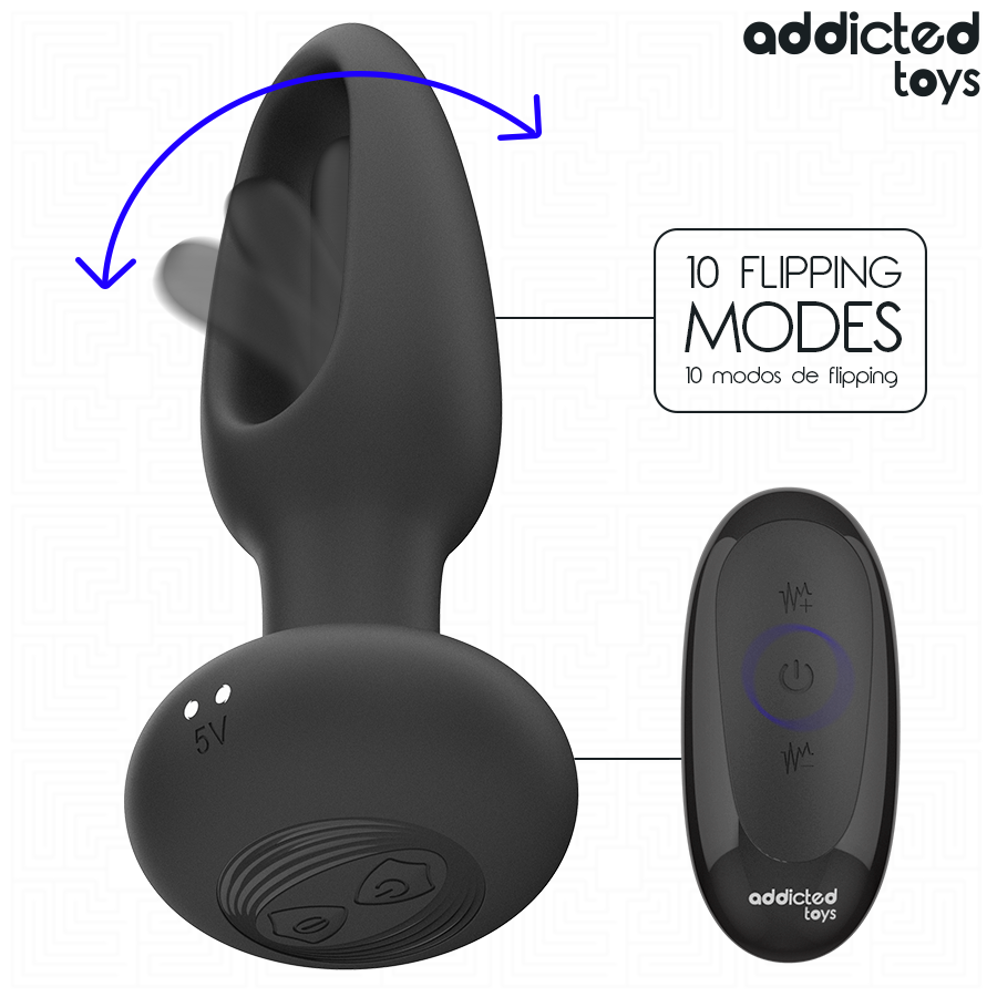 ADDICTED TOYS - ANAL PLUG WITH VIBRATING TONGUE AND REMOTE CONTROL - NOCTURNA DESIRES