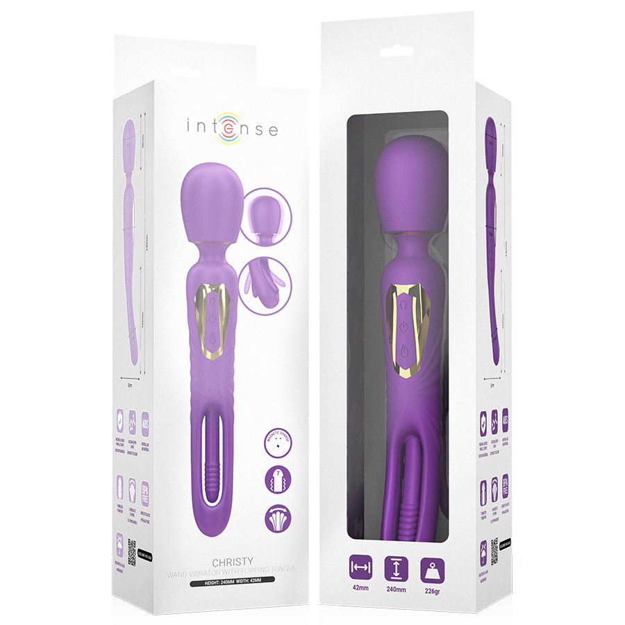INTENSE - CHRISTY VIBRATING WAND WITH FLIPPING TONGUE - NOCTURNA DESIRES
