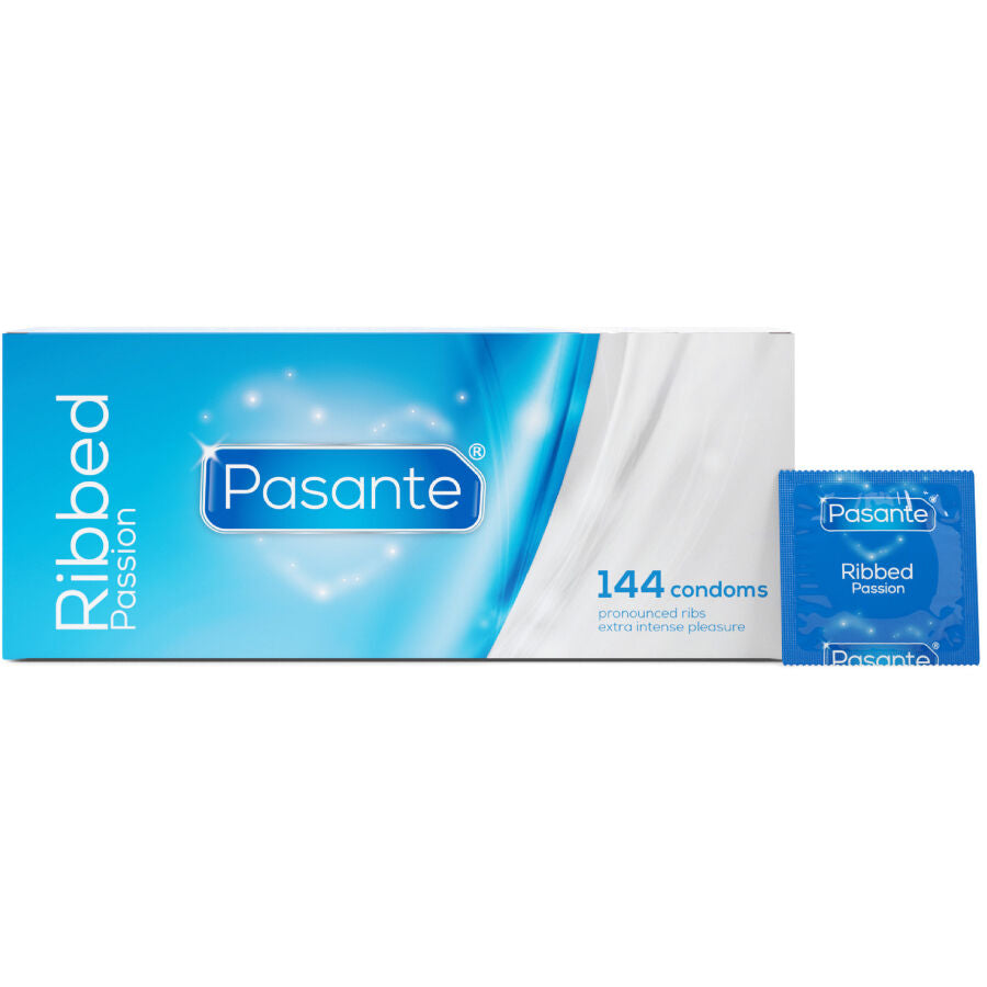 PASANTE - RIBBED PASSION CONDOMS BOX 144 UNITS - NOCTURNA DESIRES