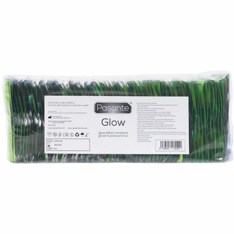 PASANTE - GLOW CONDOMS BAG 144 UNITS - NOCTURNA DESIRES