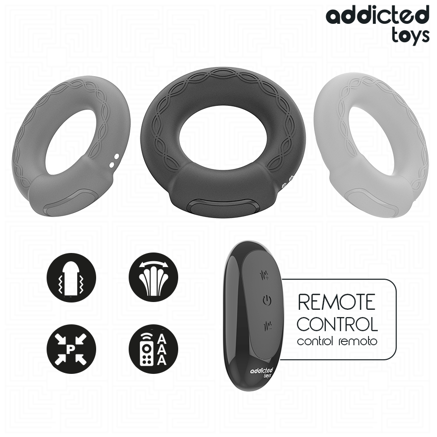 ADDICTED TOYS - HEATING EFFECT VIBRATING COCK RING REMOTE CONTROL - NOCTURNA DESIRES