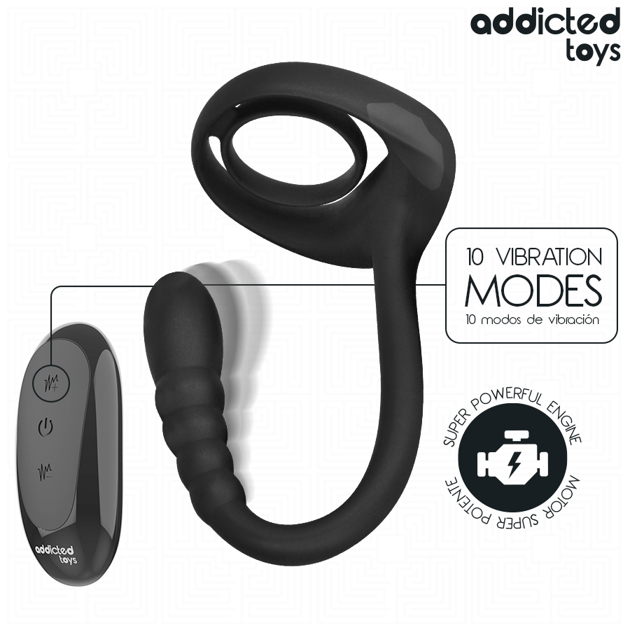 ADDICTED TOYS - P-SPOT VIBRATING COCK RING REMOTE CONTROL - NOCTURNA DESIRES