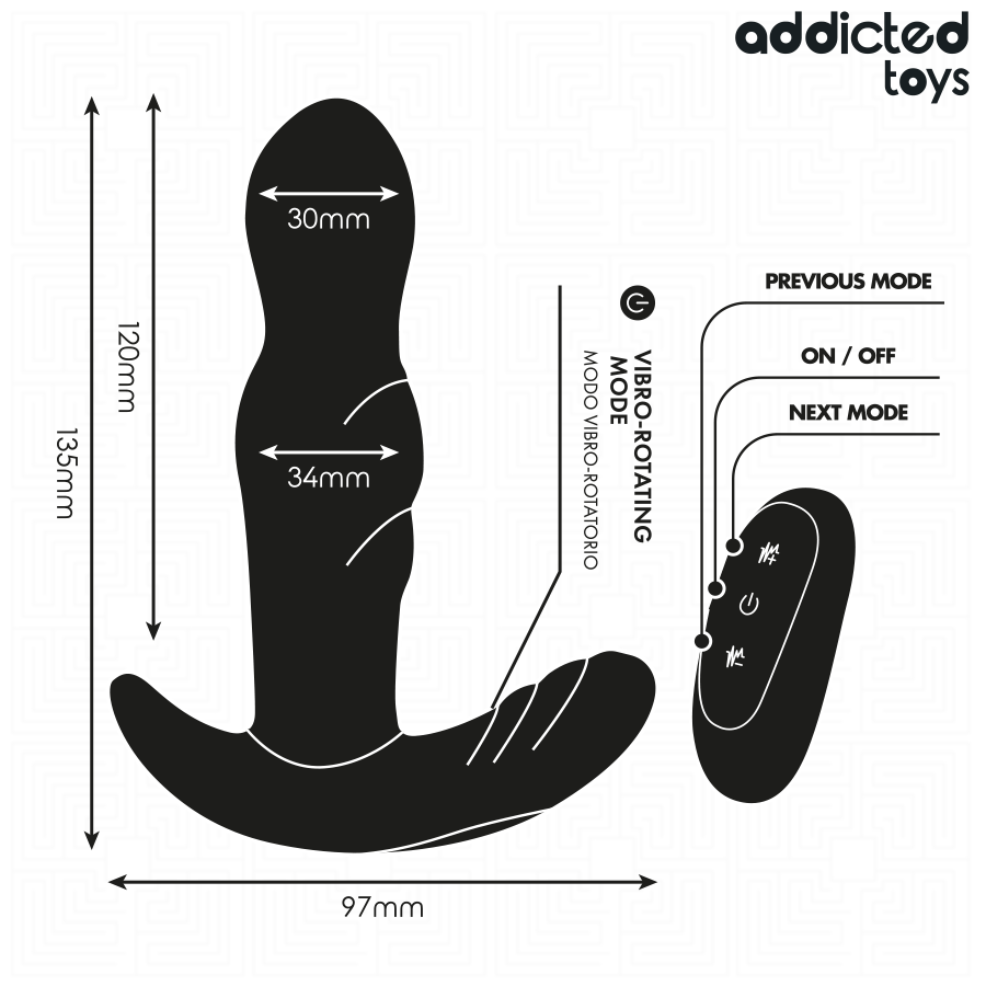 ADDICTED TOYS - ROTATING VIBRATING ANAL PLUG REMOTE CONTROL - NOCTURNA DESIRES
