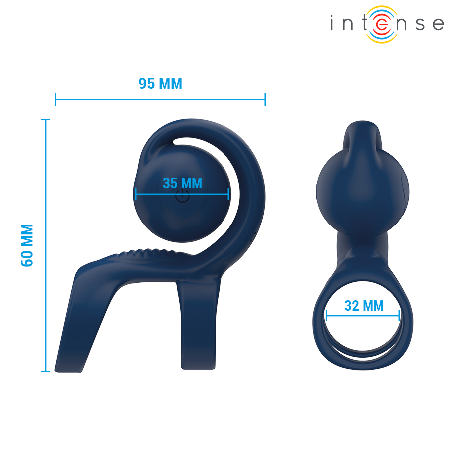 INTENSE - TYSON COCK RING WITH VIBRATING BALL Ø 3.2 CM - NOCTURNA DESIRES