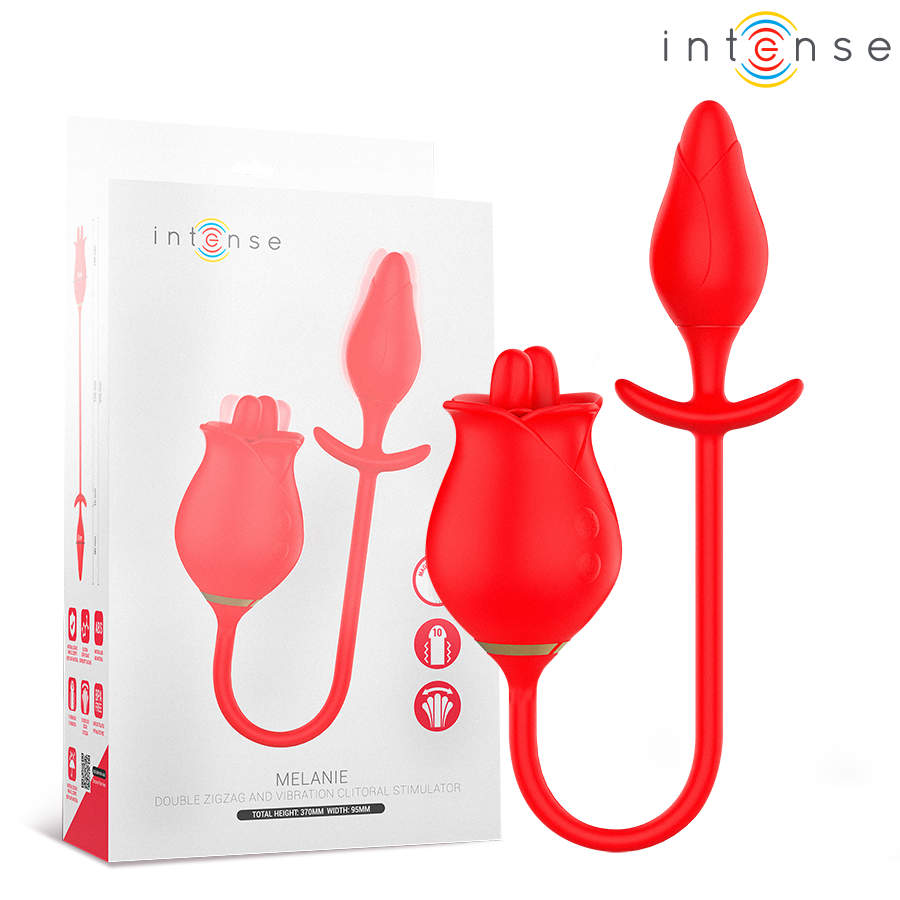 INTENSE - MELANIE DOUBLE CLITORIS STIMULATOR WITH ZIGZAG TONGUE - NOCTURNA DESIRES