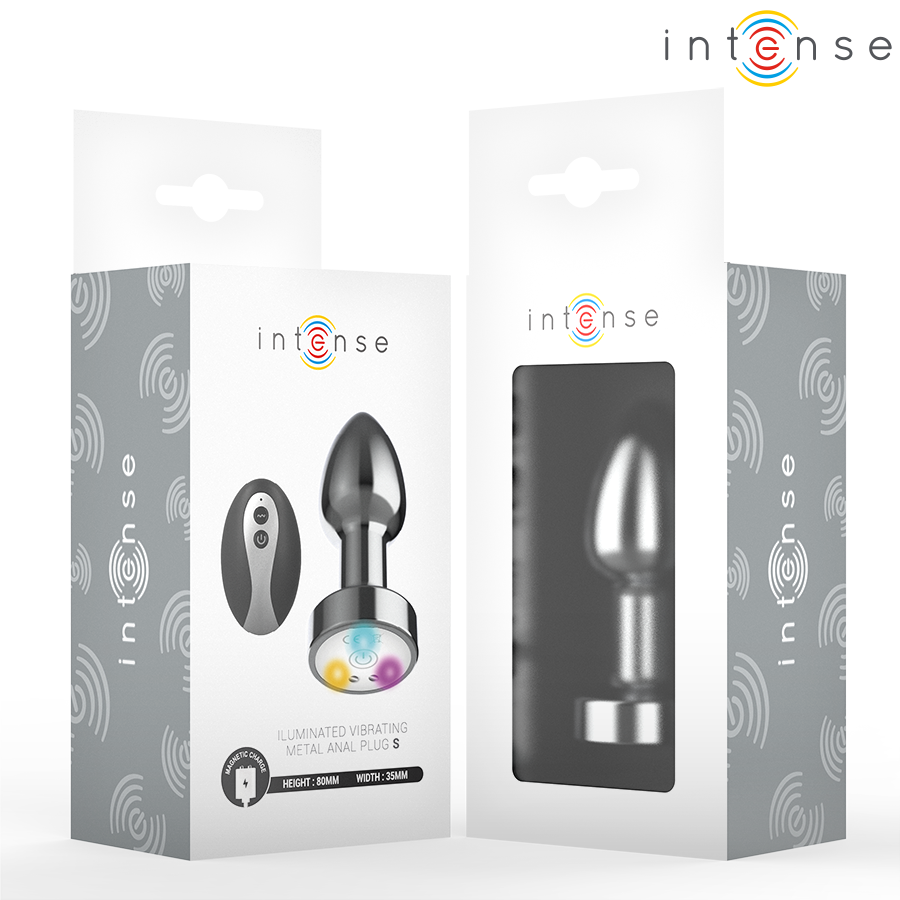 INTENSE - VIBRATING METAL ANAL PLUG WITH LED LIGHTS AND REMOTE CONTROL - SIZE S - NOCTURNA DESIRES