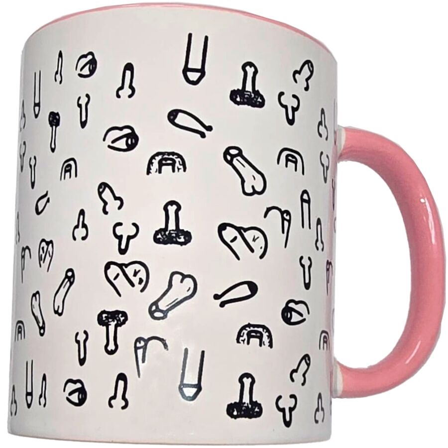 DIABLO PICANTE - WHITE PENIS MUG WITH PINK HANDLE 370 M - NOCTURNA DESIRES