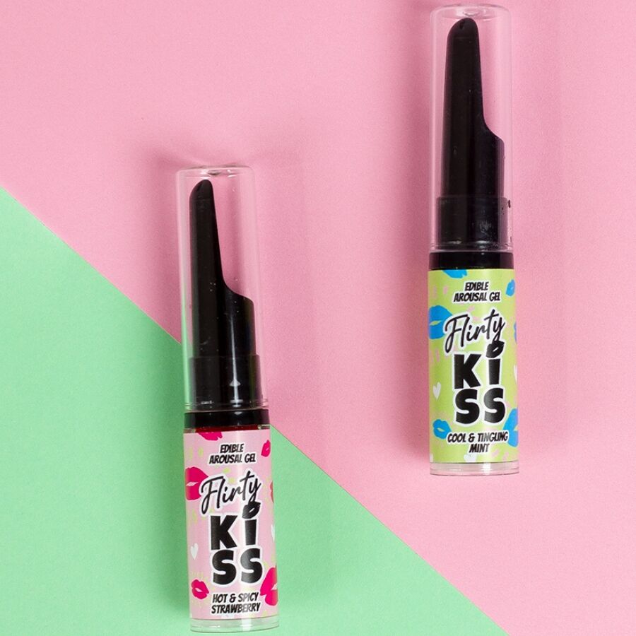 SECRETPLAY - FLIRTY KISS GELS WITH ORAL SEX EFFECTS STRAWBERRY & MINT 2 x 8 GR - NOCTURNA DESIRES