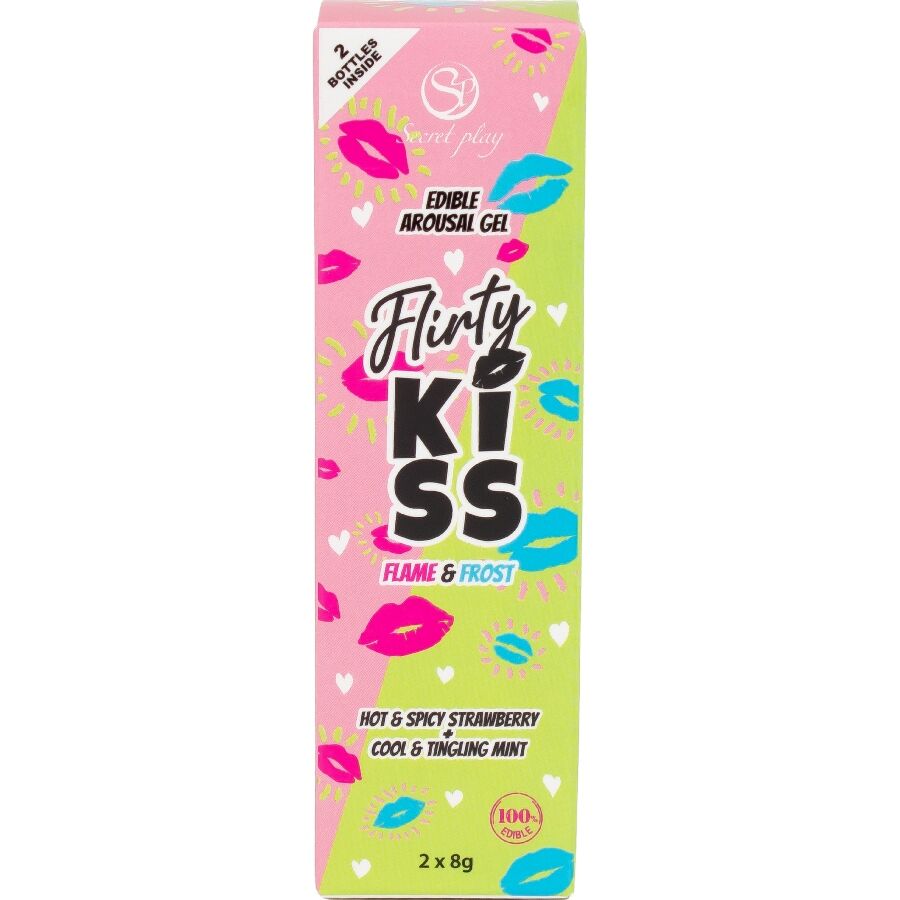 SECRETPLAY - FLIRTY KISS GELS WITH ORAL SEX EFFECTS STRAWBERRY & MINT 2 x 8 GR - NOCTURNA DESIRES