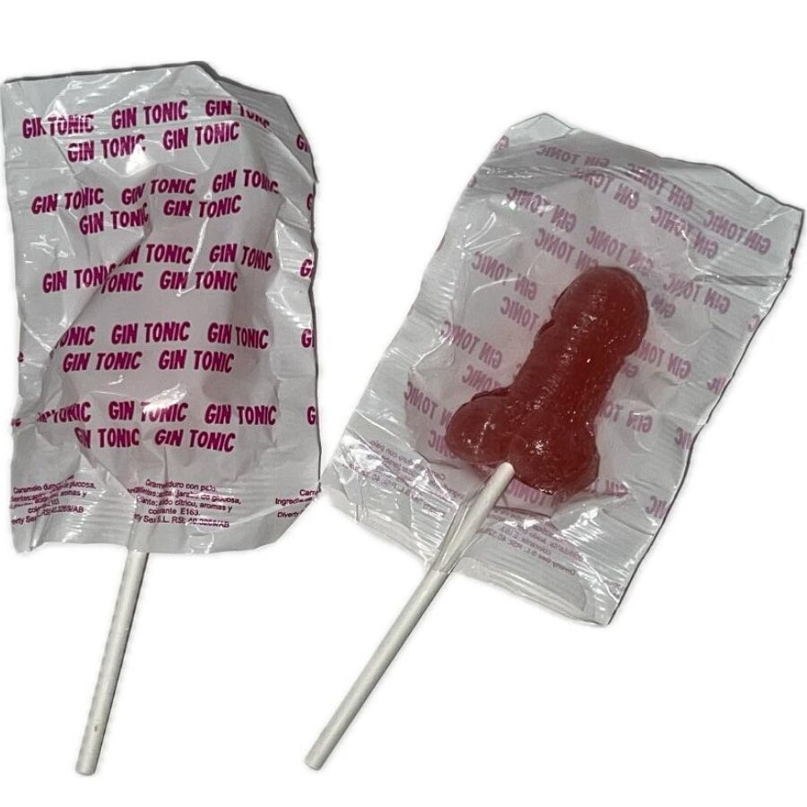 DIABLO GOLOSO - 1 PENIS LOLLIPOP GIN TONIC STRAWBERRY FLAVOR 10% ALCOHOL - NOCTURNA DESIRES