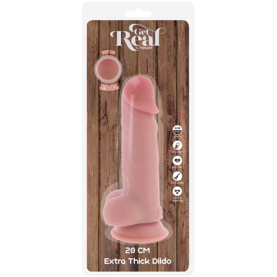 GET REAL - DELUXE REALISTIC PENIS WITH TESTICLES EXTRA THICK 20 CM - NOCTURNA DESIRES