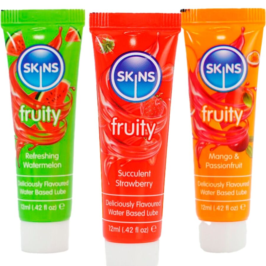 SKINS - FRUITY LUBES KIT WATERMELON, STRAWBERRY & MANGO LUBRICANTS 3 x 12 ML - NOCTURNA DESIRES