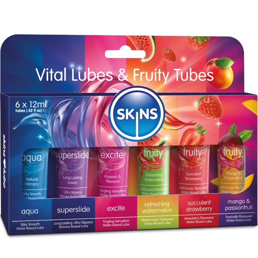 SKINS - VITAL & FRUITY LUBES KIT LUBRICANTS 6 x 12 ML - NOCTURNA DESIRES