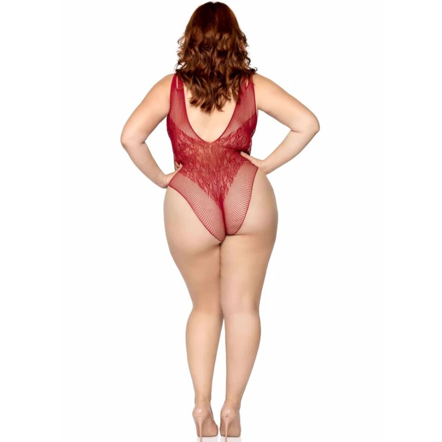 LEG AVENUE - 81641X SEAMLESS BODYSUIT BURGUNDY SIZE 1X/2X - NOCTURNA DESIRES
