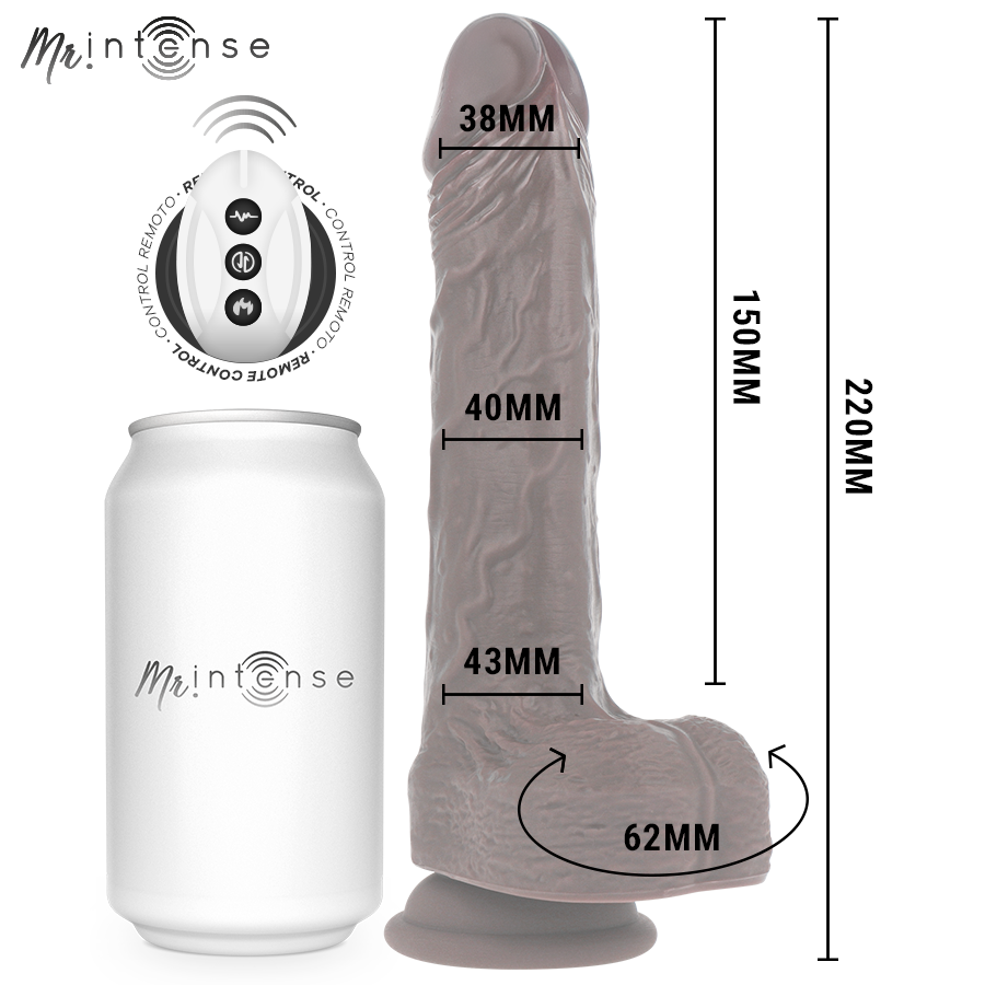 MR INTENSE - MATT REALISTIC MULTIFUNCTION WITH VIBRATION UP AND DOWN REMOTE CONTROL 22 CM -O- 4 CM - NOCTURNA DESIRES