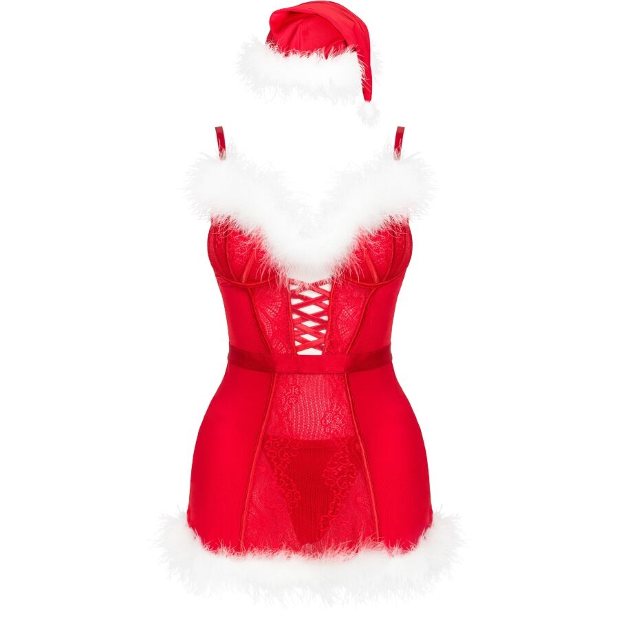 LIVCO CORSETTI FASHION - AGETHE LC 90607 CHEMISE + THONG + CHRISTMAS HAT L/XL - NOCTURNA DESIRES