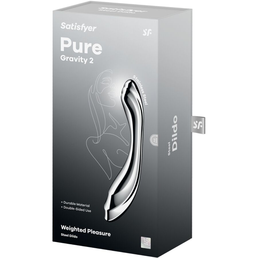 SATISFYER - PURE GRAVITY 2 STAINLESS STEEL DOUBLE-ENDED DILDO - NOCTURNA DESIRES