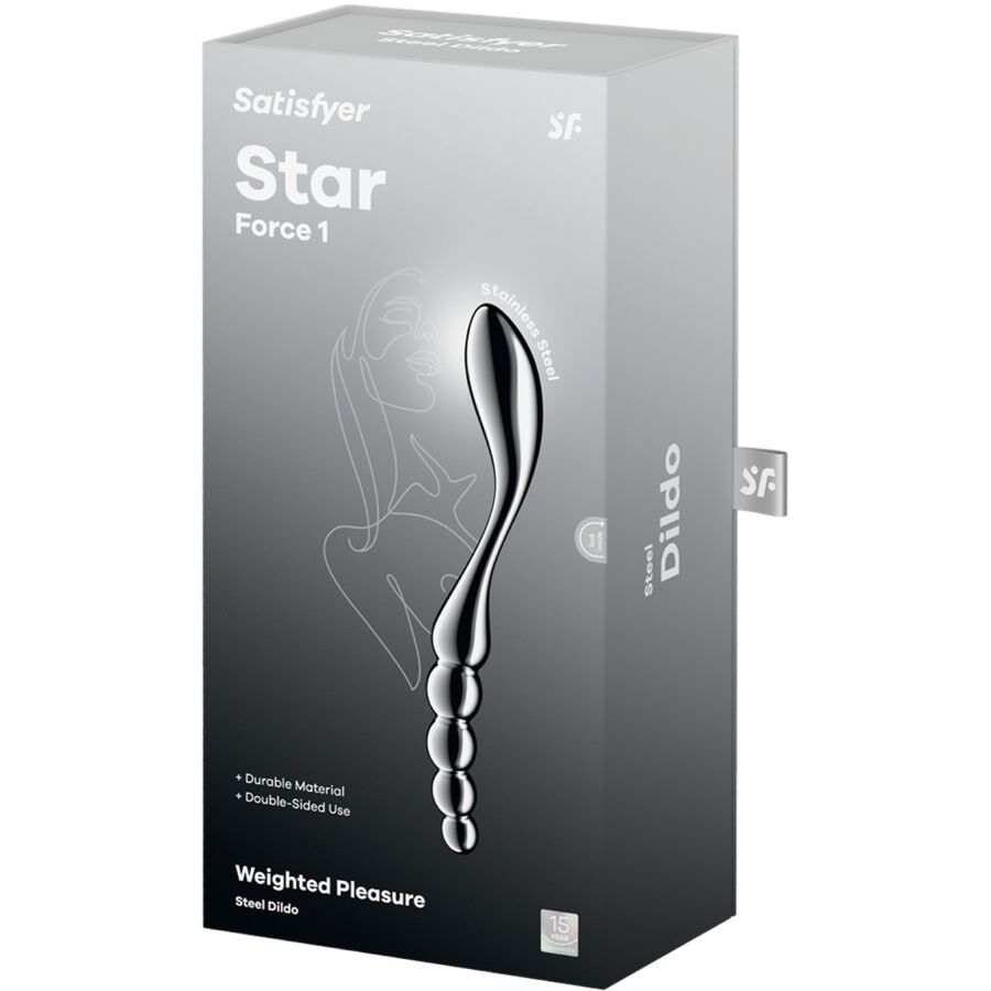 SATISFYER - STAR FORCE 1 STAINLESS STEEL DOUBLE-ENDED DILDO - NOCTURNA DESIRES