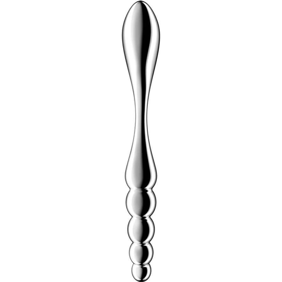 SATISFYER - STAR FORCE 1 STAINLESS STEEL DOUBLE-ENDED DILDO - NOCTURNA DESIRES