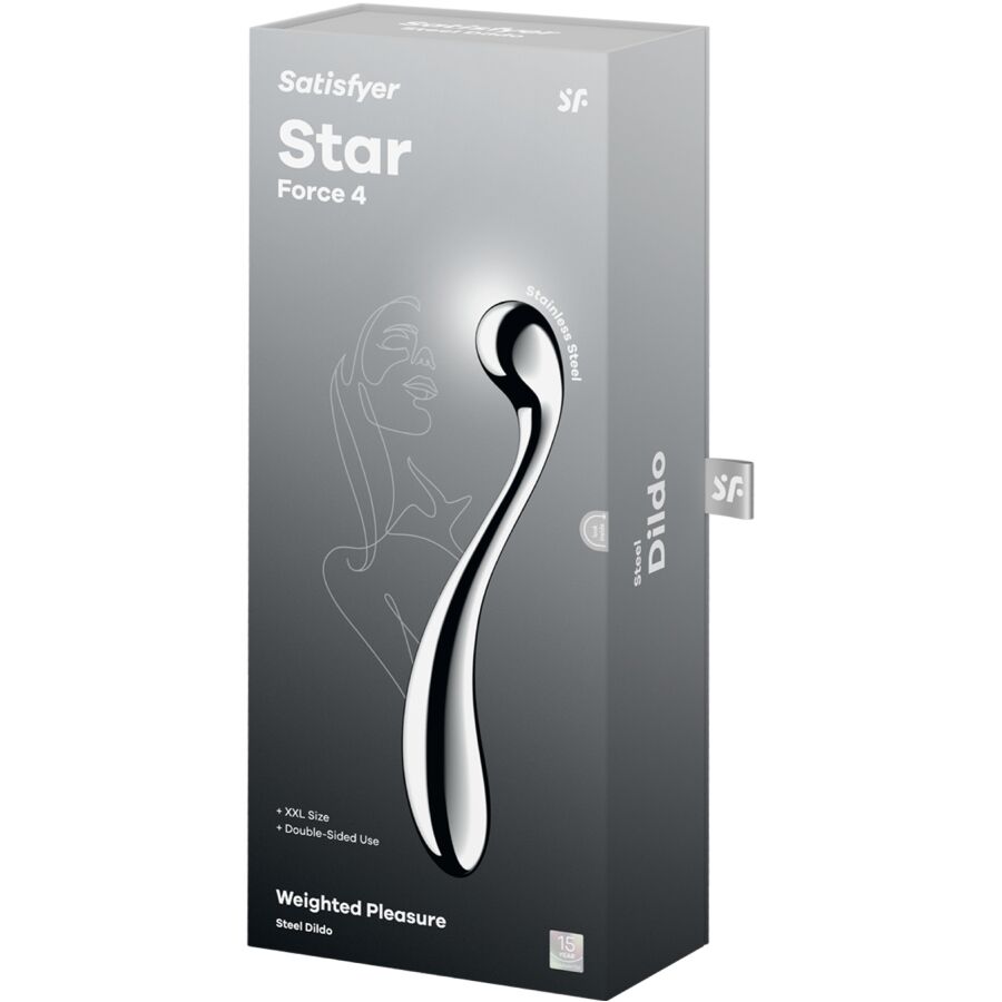 SATISFYER - STAR FORCE 4 STAINLESS STEEL DOUBLE-ENDED DILDO - NOCTURNA DESIRES