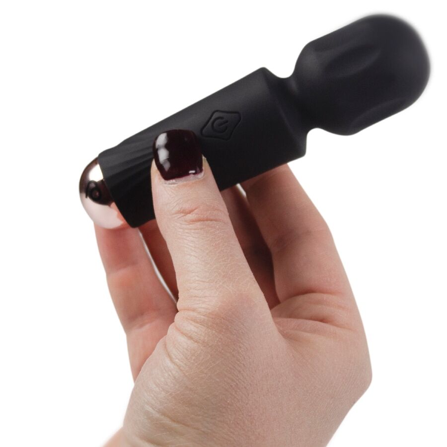 ROCKS-OFF - MINI RECHARGEABLE WAND 16 FUNCTIONS BLACK TULIP - NOCTURNA DESIRES