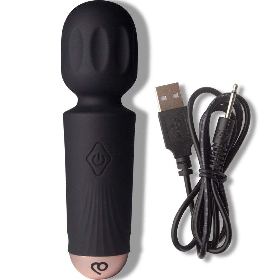 ROCKS-OFF - MINI RECHARGEABLE WAND 16 FUNCTIONS BLACK TULIP - NOCTURNA DESIRES