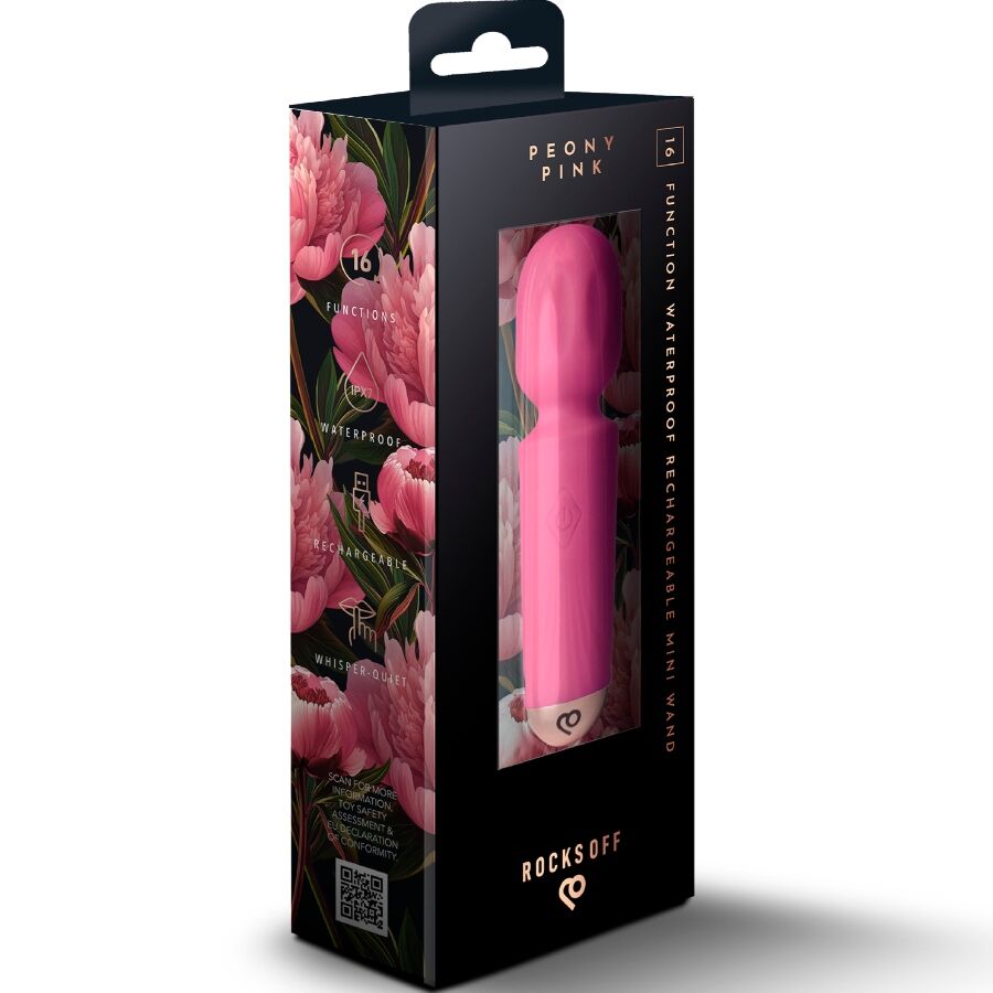 ROCKS-OFF - MINI RECHARGEABLE WAND 16 FUNCTIONS PEONY PINK - NOCTURNA DESIRES