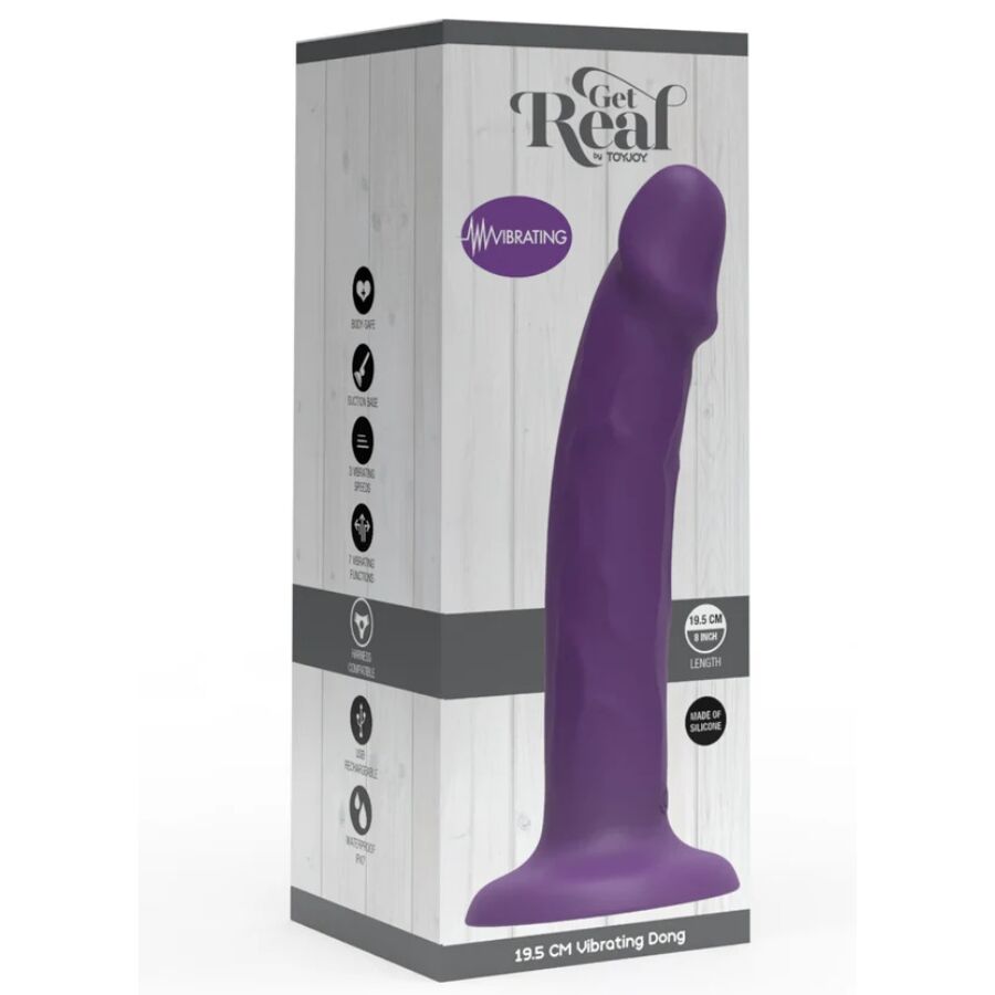 GET REAL - REALISTIC SILICONE VIBRATING DILDO PURPLE 19.5 CM - NOCTURNA DESIRES