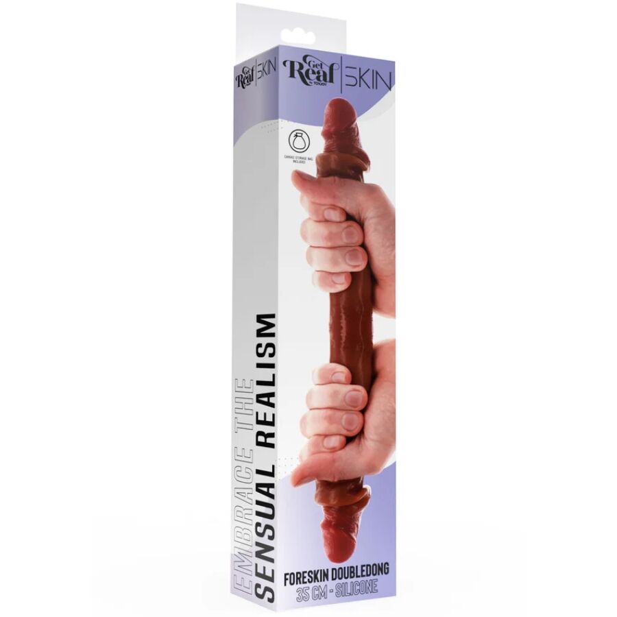 GET REAL - DOUBLE-ENDED SILICONE DILDO CARAMEL 35 CM - NOCTURNA DESIRES
