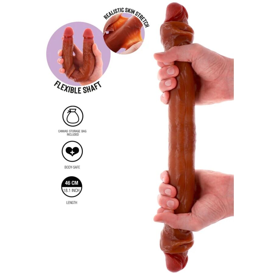 GET REAL - DOUBLE-ENDED SILICONE DILDO CARAMEL 46 CM - NOCTURNA DESIRES