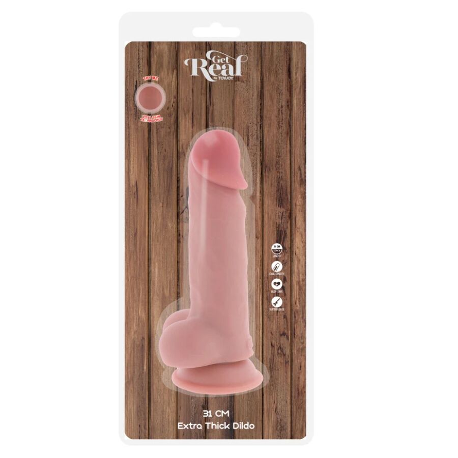 GET REAL - DELUXE REALISTIC PENIS WITH TESTICLES EXTRA THICK 31 CM - NOCTURNA DESIRES