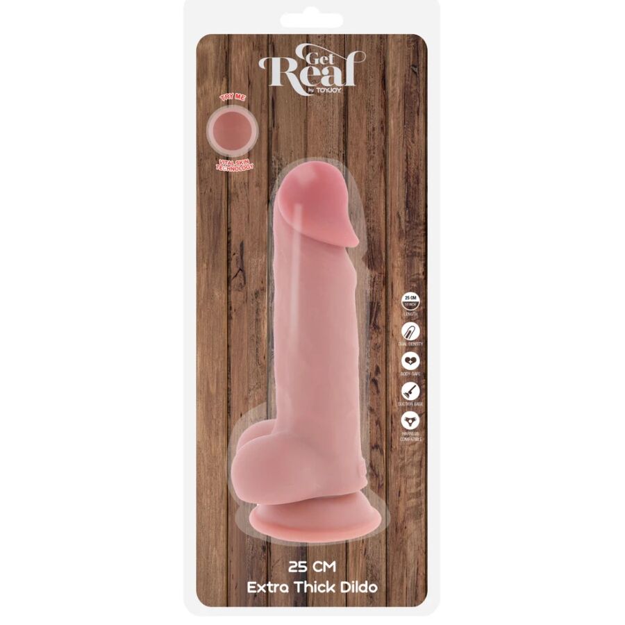 GET REAL - DELUXE REALISTIC PENIS WITH TESTICLES EXTRA THICK 25 CM - NOCTURNA DESIRES
