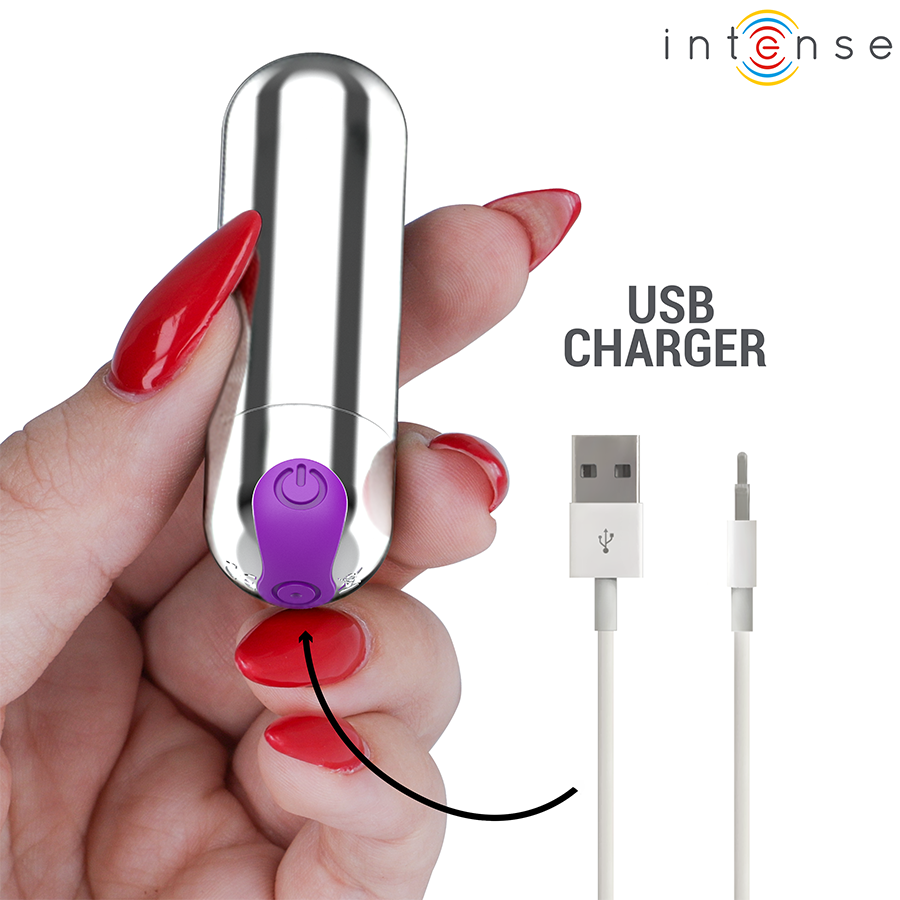 INTENSE - KAREN MINI RECHARGEABLE VIBRATING BULLET SILVER - NOCTURNA DESIRES