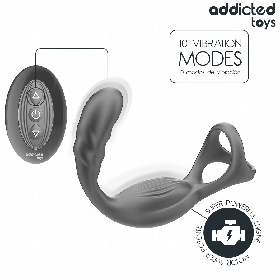 ADDICTED TOYS - DUAL PROSTATIC COCK RING REMOTE CONTROL - NOCTURNA DESIRES