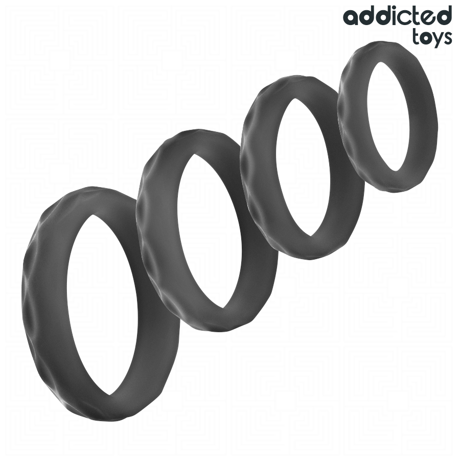 ADDICTED TOYS - TEXTURED COCK RING SET 4 SIZES - NOCTURNA DESIRES