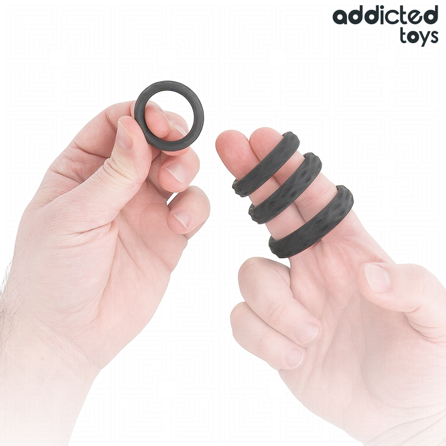 ADDICTED TOYS - TEXTURED COCK RING SET 4 SIZES - NOCTURNA DESIRES
