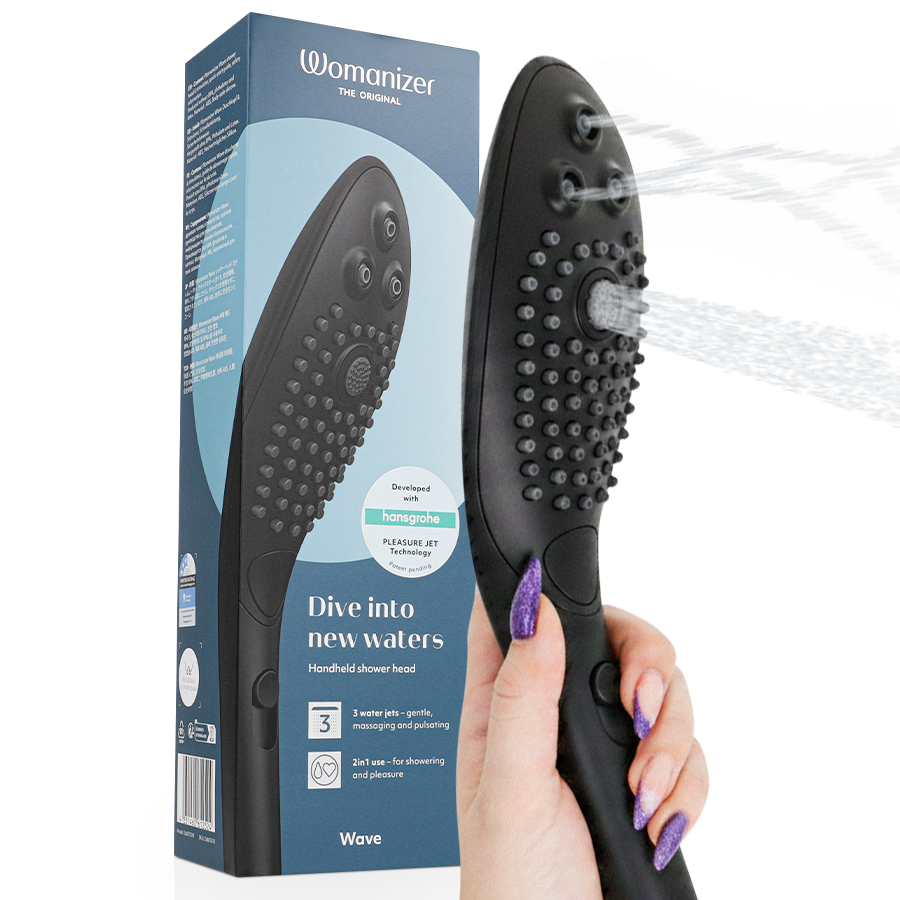 WOMANIZER - WAVE CLITORAL STIMULATING SHOWER HEAD BLACK - NOCTURNA DESIRES